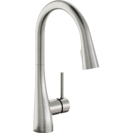 Elkay Gourmet Single Hole Kitchen Faucet with Pull-down Spray and Forward Only Lever Handle Lustrous Steel LKGT4083LS